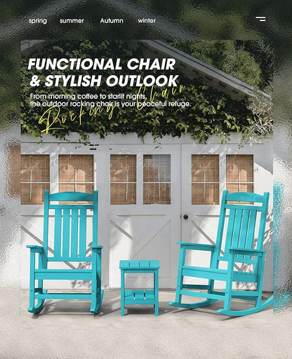 Rocking Chairs, 2-Pack in Aruba Blue, Weather-Resistant HDPE