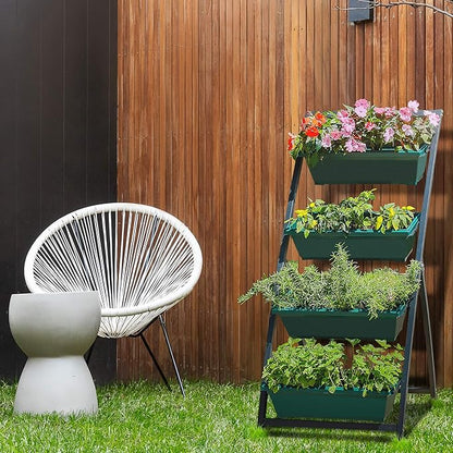 Outland Living 4-Ft Raised Garden Bed - Vertical Garden Freestanding Elevated Planters 4 Container Boxes - Good for Patio Balcony Indoor Outdoor - Perfect to Grow Vegetables Herbs Flowers