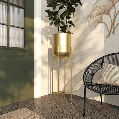 Deco 79 CosmoLiving by Cosmopolitan Modern Metal Round Planter, 13" x 13" x 41", Gold (081569)