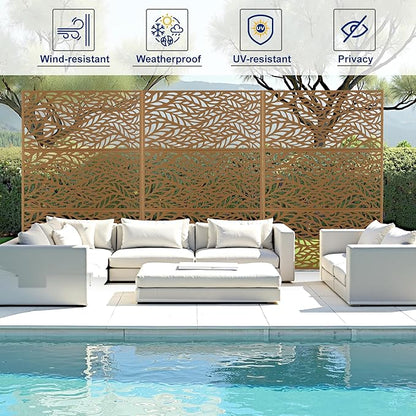 Outdoor Privacy Screen,72" H×47" W Metal Privacy Screen, Freestanding Privacy Fence Panels for Patio