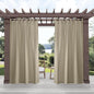 Exclusive Home Cabana Solid Indoor/Outdoor Light Filtering Hook-and-Loop Tab Top Curtain Panel Pair, 54"x144", Taupe