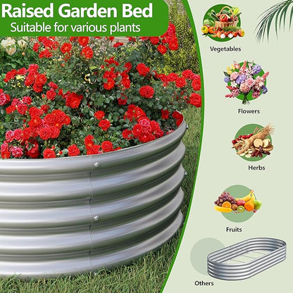 2PCS 8x2x1ft Galvanized Metal Raised Garden Bed Kit,Outdoor Planter Box Vegetables,Flowers,Herbs Durable Rust-Resistant Patio Gardening Beds