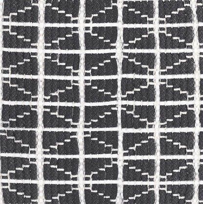 SIMPLIHOME Noreen Square Pouf - 18 inch Wide Upholstered Handwoven Cotton Ottoman in Slate Grey and White, Boho Footstool or Extra Seating for Living Room with Polystyrene Filling, Assembled