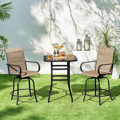 Yaheetech Patio Swivel Bar Stools Outdoor Chairs Set of 6 Outdoor High Bistro Stools Outdoor Furniture, All-Weather Patio Stools for Outside, Beach, Lawn, Poolside and Garden, Black/Brown
