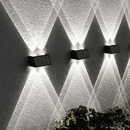 8-Pack Solar Fence Lights, Up & Down Lighting, 50LM/25LM 4 Modes (3000K/6500K), IP65 Waterproof, 1200mAh Battery, Screw/Adhesive Mount for Garden Wall Path Deck