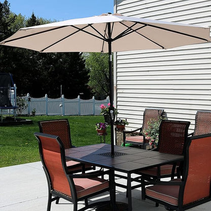 Sunnydaze Outdoor Patio Umbrella - Polyester Table Market Umbrella with Push-Button Tilt and Crank - 8 Sturdy Ribs - Beige - 9ft