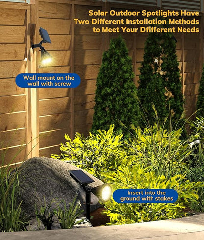 Solar Spot Lights for Outside, 21 LED Outdoor Solar Lights for Yard, 4 Pack Solar Spotlights Waterproof Auto On/Off for Landscape, Wall, Garden, Pool, Tree, Pathway and Driveway(Warm White)