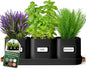 volila Herb Planter Indoor - Set of 3 Black Indoor Herb Garden Pots for Plants with Leather Handled Tray - Window Sill Plant Shelf - Herb Pots with Drainage Holes and Labels