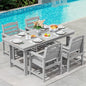 SERWALL Patio Dining Table Sets 5-Piece, Outdoor HDPE Dining Furniture Set with Umbrella Hole Cut-Out Table and 4 Chairs, All Weather Dining Set for Lawn, Garden, Backyard, Poolside, Light Gray