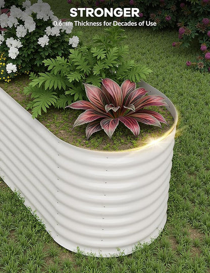 GarveeLife 8x2x2 ft Galvanized Raised Garden Bed - 24“ Tall Metal Planter Box for Vegetables, Flowers, Herbs, Rust-Resistant Outdoor Garden Box, Easy Assembly Raised Beds for Gardening, Beige