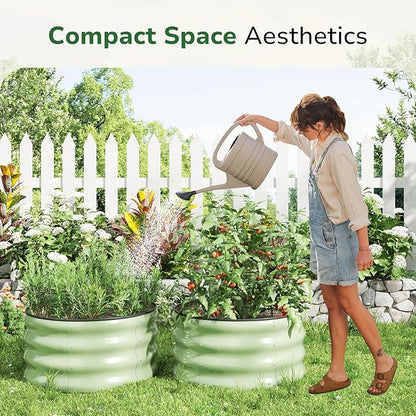 GreatBuddy 2x2x1 ft Round Galvanized Raised Garden Bed, Easy-Assembly Raised Bed with Anti-Cut Gloves & Tools, Rust-Proof Garden Bed for Outdoor, Vegetables, Herbs, Small Trees, Green