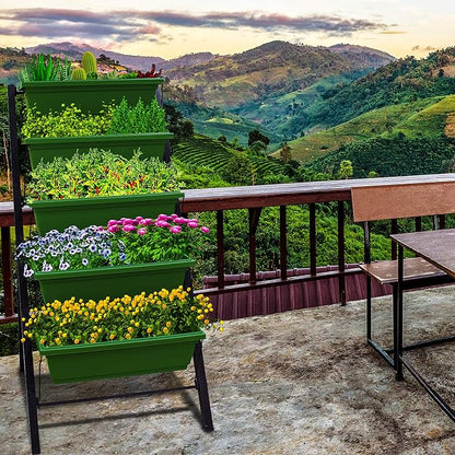 Outland Living 4Ft Vertical Raised Garden Bed - 5 Tier Food Safe Planter Box for Outdoor and Indoor Gardening Perfect to Grow Your Herb Vegetables Flowers on Your Patio Balcony Greenhouse Garden
