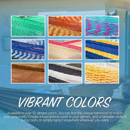 PNAEUT Handwoven Mayan Hammock, Thick Soft Rope Double Hammock for Outdoor Outside & Indoor, 600 lbs Capacity Heavy-Duty, Includes Tree Straps, Carabiners & Carrying Bag (Desert, X-Large)
