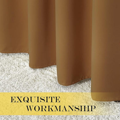 NICETOWN Blackout Window Curtain 90 inch Length - Room Darkening Thermal Insulated Grommet Large Window Treatment Light Blocking for Bedroom/Doorway (Gold Brown, 1 Panel, W52 x L90)