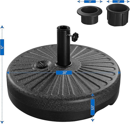 Yaheetech Umbrella Base 85.7lbs Round Water & Sand Filled Patio Outdoor Umbrella Stand with Steel Umbrella Holder Suit for Dia 1.5'' or 1.9'' Umbrella Pole, Black