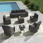 Kullavik 9 Pieces Outdoor Patio Furniture Set,PE Wicker Rattan Sectional Sofa Patio Conversation Sets with Swivel Rocking Chairs Set,Grey