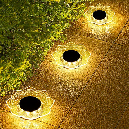 Roaming Acrylic Petal Bury Light 3-Pack Suitable for Gardens, Courtyards, Terraces, Corridors, Alleys, and Pedestrian Walkways (Lotus)