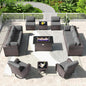 Kullavik 13 Pieces Outdoor Patio Furniture Set,PE Wicker Rattan Sectional Sofa Patio Conversation Sets with 43" 55000BTU Gas Propane Fire Pit Table,Swivel Rocking Chairs Set,Grey