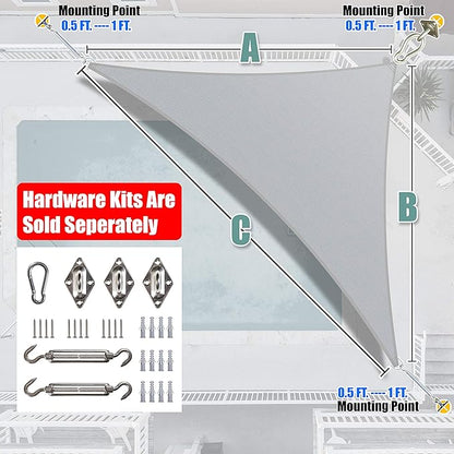Amgo Custom Size 14' x 23' x 26.9' Grey Right Triangle Sun Shade Sail Order to Make Canopy Awning UPF50+ AGSLT, 95% UV Blockage, Water & Air Permeable, 200GSM Commercial Standard (We Customize)