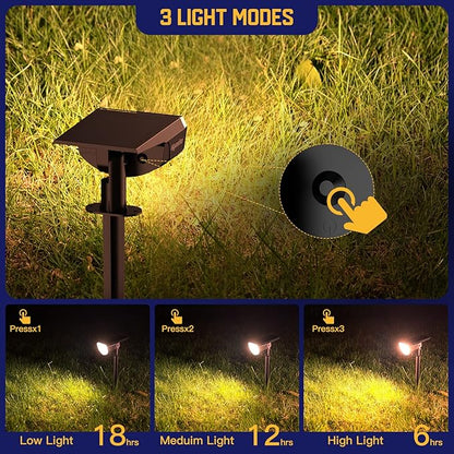 Kyosho Solar Spot Lights Outdoor, IP67 Waterproof 38 LED Solar Powered Landscape Spotlights for Yard, Garden, Driveway, Walkway, Auto On/Off, 3 Modes, 6 Pack