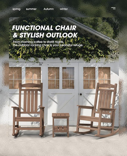 Rocking Chairs 2-Pack, Brown HDPE, 350 lb Capacity