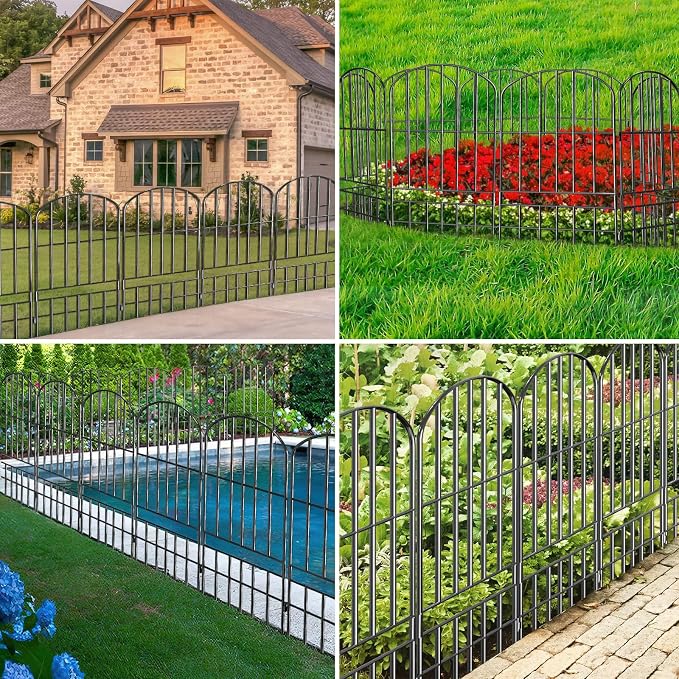 Adavin Animal Barrier Garden Fence, 15 Pack Black 12''L x 25" H no dig Fence - Image 5
