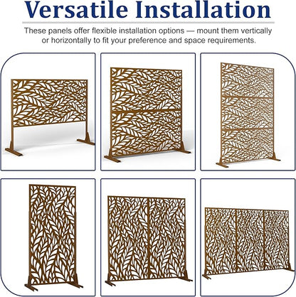 Outdoor Privacy Screen,72" H×47" W Metal Privacy Screen, Freestanding Privacy Fence Panels for Patio