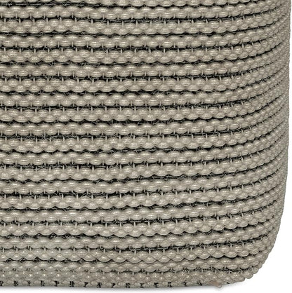 SIMPLIHOME Eastmont Square Pouf - 18 inch Wide Handwoven PET Polyester Ottoman in Cream, Boho Indoor/Outdoor Footstool or Extra Seating for Living Room, Bedroom, or Patio, Assembled