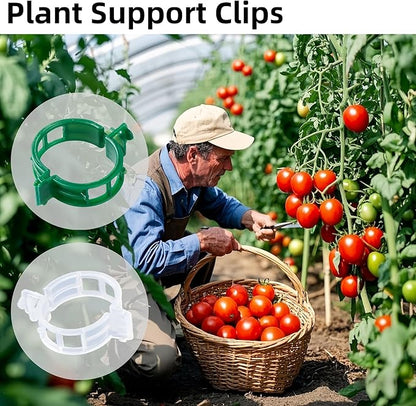 300 Pcs Plant Support Clips,Plastic Clips for Securing Plants,Tomato Vine Clips,Plant Fixing Clips,Garden Clips for Climbing Plants,Grape and Vine Vegetables (300, Green)