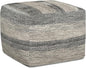 SIMPLIHOME Clay Square Pouf - 18 inch Wide Upholstered Cotton Ottoman in Grey Melange, Boho Footstool, Decorative Cube Pouf or Extra Seating for Living Room, Bedroom, or Kids Room, Assembled