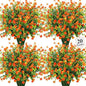20 Bundles Artificial Flowers for Outdoors Fake Plastic Flowers UV Resistant Realistic Faux Plants Shrubs for Spring Summer Garden Porch Yard Patio Planter Window Box Home Decor, Orange