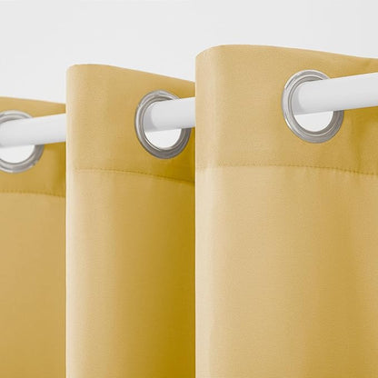 TOWN & COUNTRY BASICS Cabana Solid Heavyweight Indoor Outdoor Curtains, Light Filtering Opacity with Grommet Top, Water Repellent, 2-Pack Set, 54"x84", Sundress Yellow