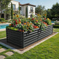 YITAHOME 96x48x24 in Galvanized Raised Garden Bed Kit, Large Metal Planter Box with Gloves, Safety Rubber & Support Rod, Outdoor Flower Bed for Plants Vegetables, Black