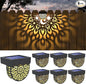 Solar Fence Lights 6 Pack Solar Deck Lights Waterproof LED Powered Step Wall Lanterns Outdoor Decorations Warm Yellow Decorative Lighting for Garden Backyard (Black)