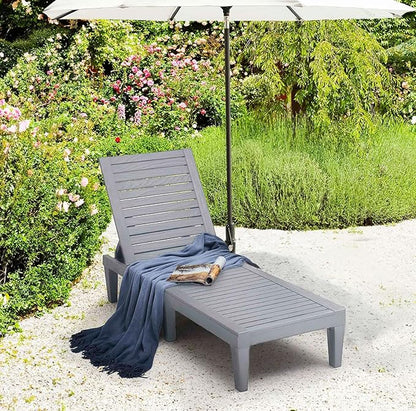 Nestl Patio Chairs - Grey Chaise Lounge Chair Outdoor, 5-Position Adjustable Sun Tanning Chair, Waterproof Pool Lounge Chairs, Reclining Lawn Chair, Lightweight Outdoor Lounge Chairs