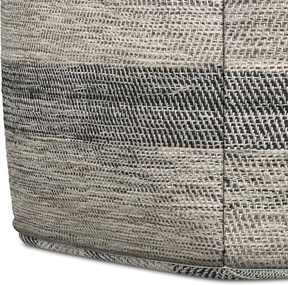 SIMPLIHOME Clay Square Pouf - 18 inch Wide Upholstered Cotton Ottoman in Grey Melange, Boho Footstool, Decorative Cube Pouf or Extra Seating for Living Room, Bedroom, or Kids Room, Assembled
