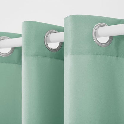 TOWN & COUNTRY BASICS Cabana Solid Heavyweight Indoor Outdoor Curtains, Light Filtering Opacity with Grommet Top, Water Repellent, 2-Pack Set, 54"x120", Seafoam
