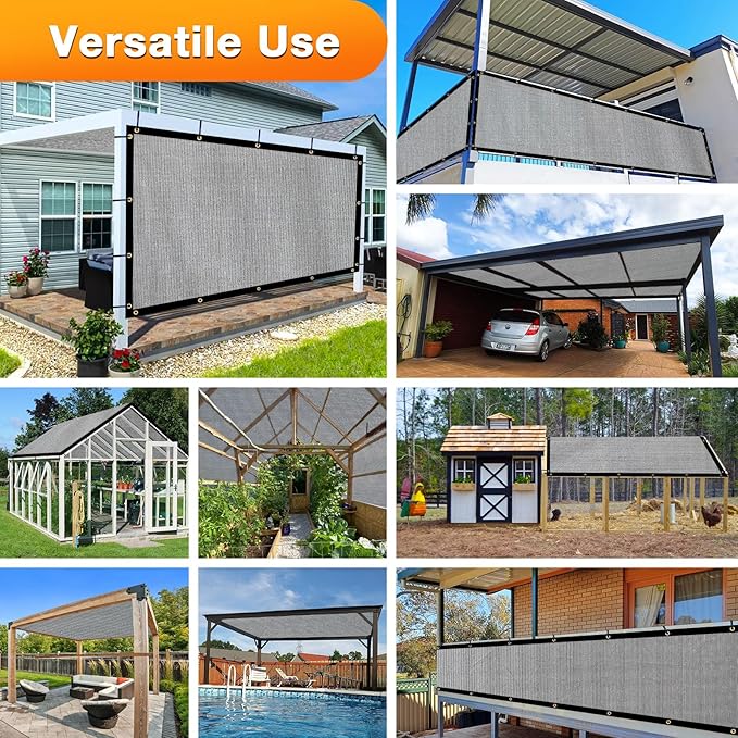 Artpuch Outdoor Pergola Shade Cover 13x17 FT Sun Shade Cloth with Grommets Light Grey 90% UV Protection Canopy Patio Privacy Screen (Customized Available)
