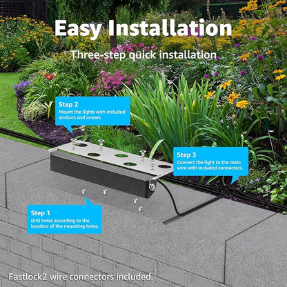 SUNVIE 8-Pack 7 Inch Retaining Wall Lights 5W LED Waterproof Hardscape Lighting 12V Low Voltage Step Lights Outdoor Landscape Lighting with Connectors 3000K Warm White Paver Lights, ETL Listed Cord