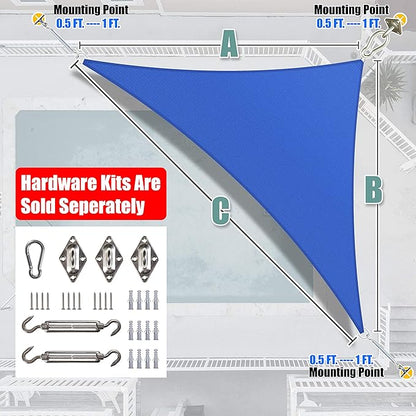 Amgo 24' x 24' x 33.9' Blue Right Triangle Sun Shade Sail Outdoor Canopy Awning UPF50+ AGTAPRT12, 95% UV Blockage, Water & Air Permeable, Commercial Standard Heavy Duty (We Make Custom Size)