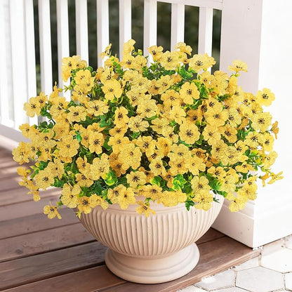 Bassion Artificial Flowers for Outdoors, 24 Bundles UV Resistant Fake Flowers Realistic Silk Faux Plants for Outdoor Planter Window Box Porch Patio Garden Home Outside Decorations