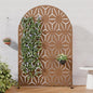 Casaphoria Metal Privacy Screen Outdoor, 72" H x 47" W Arched Freestanding Decorative Privacy Screen for Patio Deck Balcony Garden with Stable Base, Brown-Star