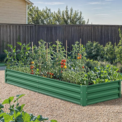 YITAHOME 72x36x12 in 2pcs Galvanized Raised Garden Bed Kit, Large Metal Planter Box with Gloves & Support Rod, Outdoor Flower Bed for Plants Vegetables, Green