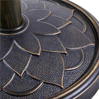 Yaheetech 18'' Patio Umbrella Base 26.5lbs Heavy Duty Antiqued Outdoor Market Umbrella Stand All-Weather Resin Umbrella Base for Garden & Yard, Bronze