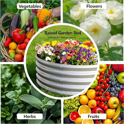 2PCS 12x2x1FT Galvanized Raised Garden Bed Kit,Vegetable Boxes-Oval Metal Flower Box,Large Planter Raised Beds Outdoor Garden for Planting,Fruit,Herb-Silver