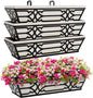 4 Pack 24 Inch Railing Boxes Planter for Outdoor Plants Adjustable Brackets for Porch Fence and Balcony Window Planter Box with Non-Woven Fabric Liner for Hanging Flower Baskets