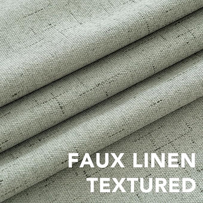 H.VERSAILTEX Linen Blackout Curtains 54 Inches Long 100% Absolutely Blackout Thermal Insulated Textured Linen Look Curtain Draperies Anti-Rust Grommet, Energy Saving with White Liner, 2 Panels, Sage