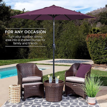 Best Choice Products 7.5ft Heavy-Duty Round Outdoor Market Table Patio Umbrella w/Steel Pole, Push Button Tilt, Easy Crank Lift - Amethyst Purple
