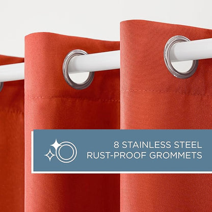 TOWN & COUNTRY BASICS Cabana Solid Heavyweight Indoor Outdoor Curtains, Light Filtering Opacity with Grommet Top, Water Repellent, 2-Pack Set, 54"x120", Mecca Orange
