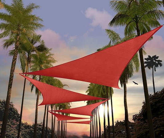 Amgo Custom Size 26' x 26' x 26' Red Triangle Sun Shade Sail UPF50+ AGTAPRT12, Order to Make Canopy Awning, 95% UV Blockage, Water & Air Permeable, Commercial Standard (We Customize)